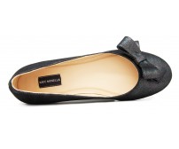 Angelia Black Leather Casual Flats