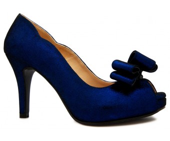 Chelsea Blue Leather Bow Dinner Shoes