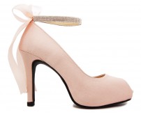Danielle Nude pink Satin Back Bow Wedding Shoes
