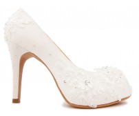 * Kate Ivory White Satin Swarovski Rhinestone Wedding Shoes
