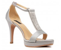 Nina Grey Satin With Diamante Wedding Sandals