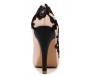 Valencia Nude Pink Satin With Black Lace Wedding Shoes