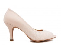 Rosella Light Beige With White Lace Wedding Shoes