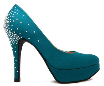 Florence Turquoise Satin Swarovski Rhinestone Dinner Shoes