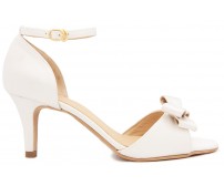 Nicky Ivory White Satin Bow Wedding Shoes