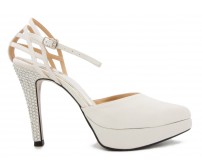 Blanche Ivory White Satin Swarovski Rhinestone Wedding Shoes