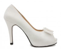 Elsie Ivory White Satin Lace Wedding Shoes