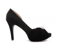 Audrey Black Satin Chiffon Dinner Shoes