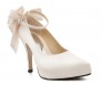Arlenne Ivory White Satin Bow Wedding Shoes