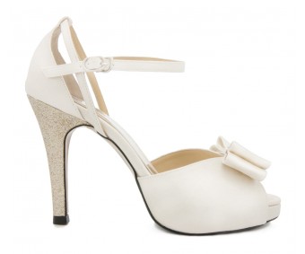 Bethany Ivory White Satin Bow Wedding Shoes
