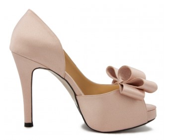 Becca Nude Pink Satin Bow Wedding Shoes