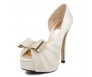 Monique Ivory White Satin Chiffon Bow Wedding Shoes