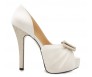 Monique Ivory White Satin Chiffon Bow Wedding Shoes