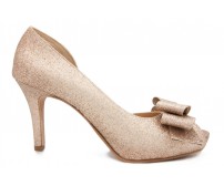 Danika Gold Glitter Bow Wedding Shoes