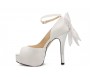 Kayleigh Ivory White Lace Satin Bow Wedding Shoes