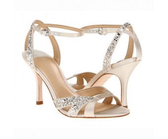Renee Champagne Satin Glitter Wedding Sandals