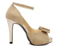 Briella Gold Glitter Bow Wedding Shoes