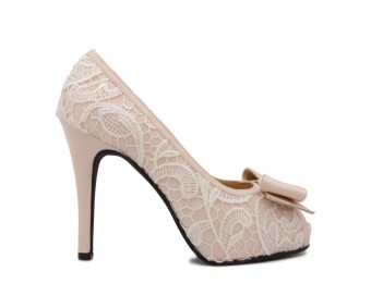 Jacey  White Lace And Silk Wedding Shoes