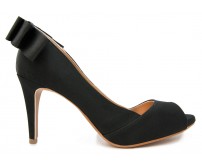 z(Sold out, custom made is available)Nicole Black Silk Bow Dinner Shoes (Ready Stock)